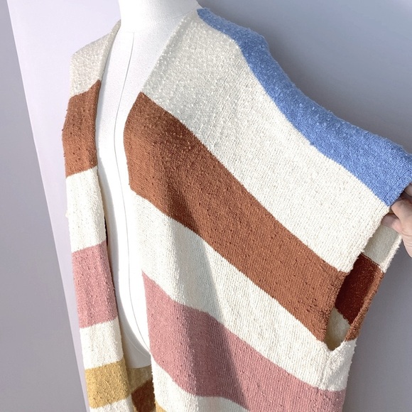 Anthropologie By Together Colorful Striped Kimono Cardigan with fringe size S/M - Picture 4 of 12